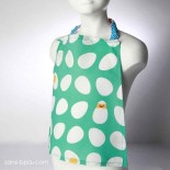 Serviette élastiquée BLEUE A POIS VERTS