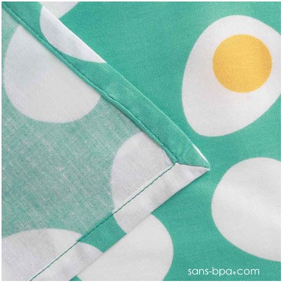 Serviette élastiquée BLEUE A POIS VERTS