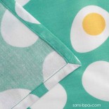 Serviette élastiquée BLEUE A POIS VERTS