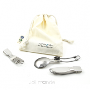 C'est dans la poche - 3 couverts pliables & leur pochette coton Bio