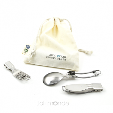 C'est dans la poche - 3 couverts pliables & leur pochette coton Bio