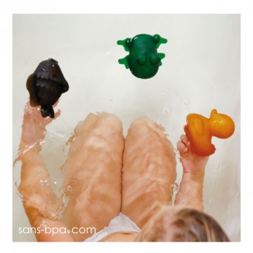 Lot 3 jeux de bain caoutchouc coloré 2