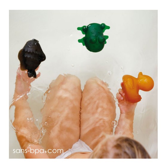 Lot 3 jeux de bain caoutchouc coloré