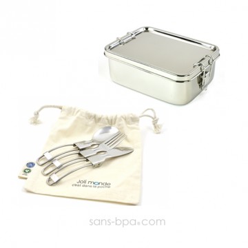 Ensemble repas 2 pièces - La Rectangle & son couvert 2-en-1 bambou