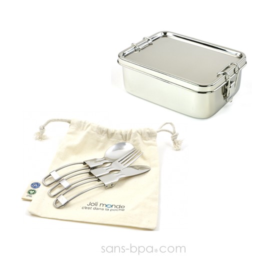 Ensemble repas 2 pièces - La Rectangle & son couvert 2-en-1 bambou