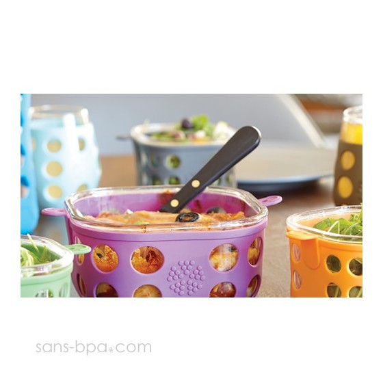 Boite repas verre gainé Médium - Cassis