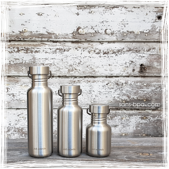 Duo Gourdes inox Gloup façon bambou - 400 & 600 ml Joli Monde