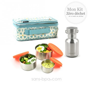 Pack Lunchbox Géo + Boite carrée XL Océan + Couverts 2 en 1