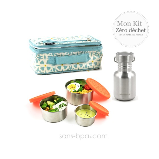 Pack Lunchbox Géo + Boite carrée XL Océan + Couverts 2 en 1