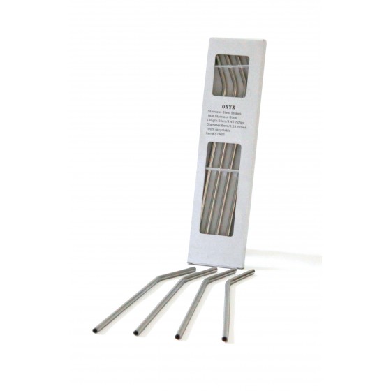 Lot 4 pailles en inox - Modèle long- ONYX