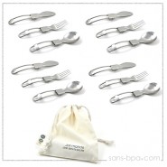 Lot 3 C'est dans la poche - 3x3 couverts pliables & leur pochette coton Bio