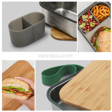 Sandwich Box - Bois & inox - Large 1250ml - Océan 2