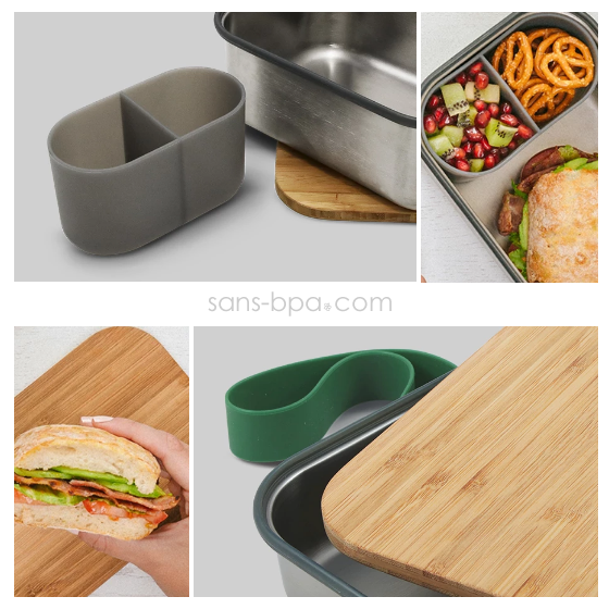 Sandwich Box - Bois & inox - Large 1250ml - Océan