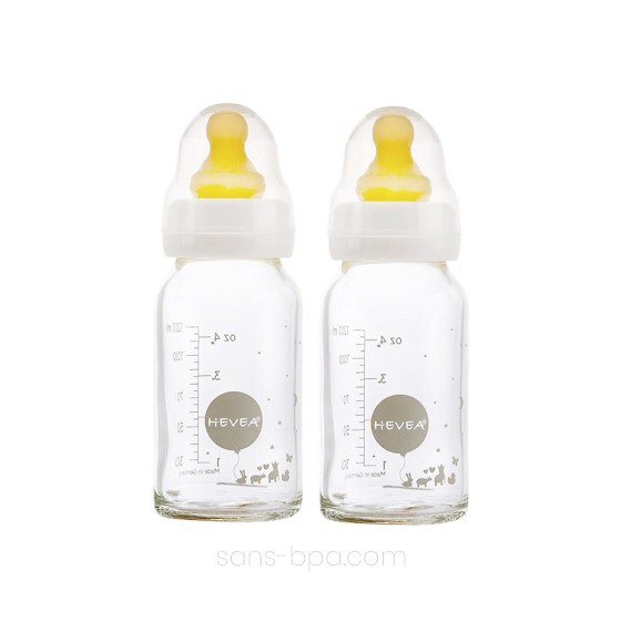 Lot de 2 biberons verre 120 ml