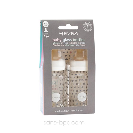 Lot de 2 biberons verre 120 ml