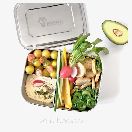 Boite 3 compartiments 100% inox LARGE TRIO