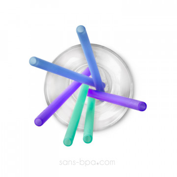 Lot 6 pailles silicones - Purple - Blue - Sea