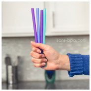 Lot 6 pailles silicones - Purple - Blue - Sea