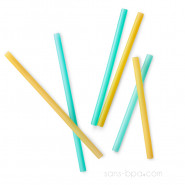 Lot 6 pailles silicones enfants - Jaune & vert