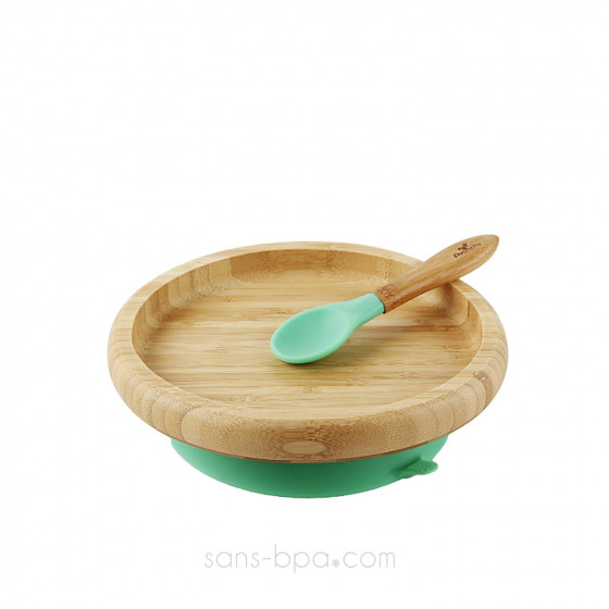 Assiette bambou à ventouse & sa cuillère bébé