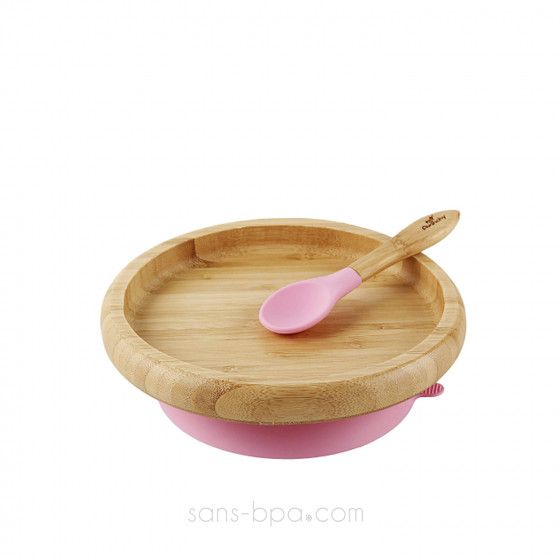 Assiette bambou à ventouse & sa cuillère bébé