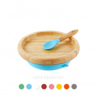 Assiette bambou à ventouse & sa cuillère bébé