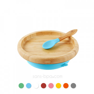 Assiette bambou à ventouse & sa cuillère bébé 2