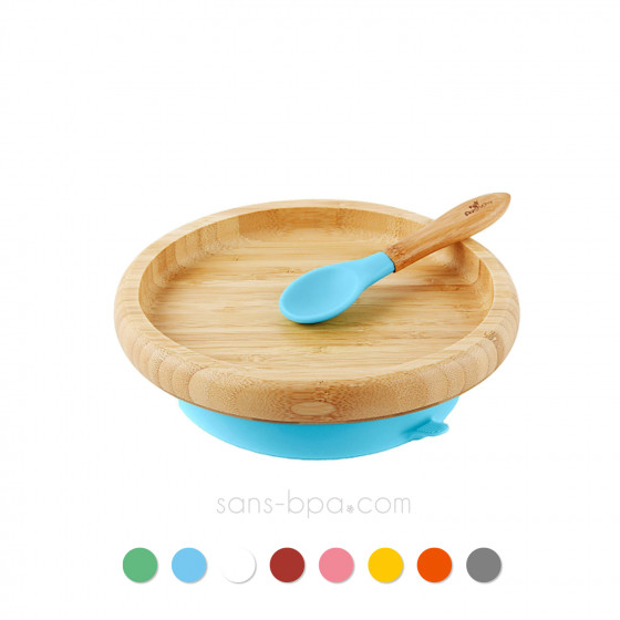 Assiette bambou à ventouse & sa cuillère bébé