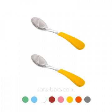 Lot 2 cuillères pour bébé inox & silicone