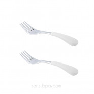 Lot 2 fourchettes pour bambin inox & silicone