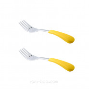 Lot 2 fourchettes pour bambin inox & silicone