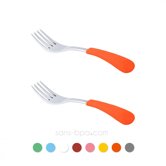 Lot 2 fourchettes pour bambin inox & silicone