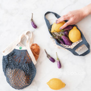 Filet à provisions SMALL - Blanc & Bleu