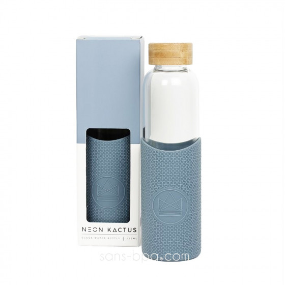 Gourde verre & silicone 550 ml  BLEU