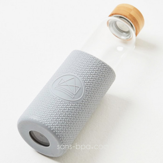 Gourde verre & silicone 550 ml  BLEU