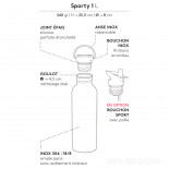 Gourde inox 1 litre SPORTY - BAMBOU