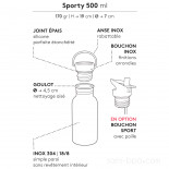 Gourde inox 500ml SPORTY - PLUME VERTE