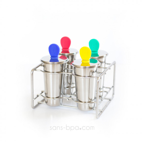 Ensemble 4 moules à glaces inox FREEZY