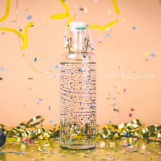 Gourde verre 1000 ml FLOWER OF LIFE