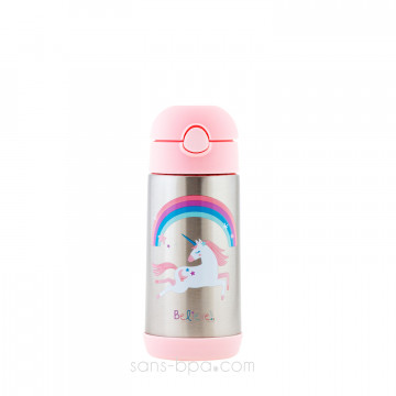 Gourde paille inox isotherme 350ml - Léopard