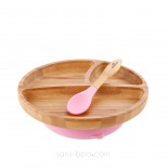 Assiette bambou à ventouse & sa cuillère Bambin