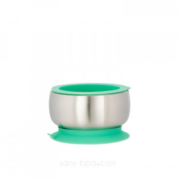 Bol inox isolé à ventouse & sa cuillère bébé 2