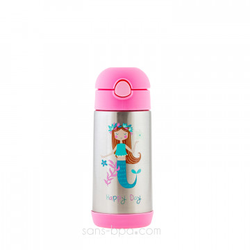 Gourde paille inox isotherme 350ml - Licorne