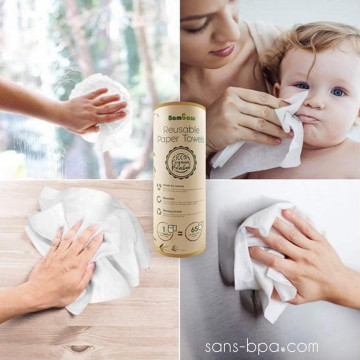 20 essuie-tout lavables en bambou