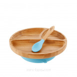 Assiette compartiments bambou à ventouse & sa cuillère Bambin