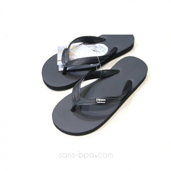 Tongs naturelles BAMAKO (noir) . HIPPOBLOO