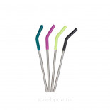 Lot 4 pailles inox embout silicone ~ Modèle SMOOTHIES