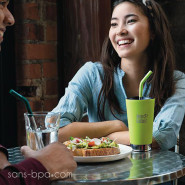 Lot 2 pailles inox embout silicone ~ Modèle SMOOTHIES