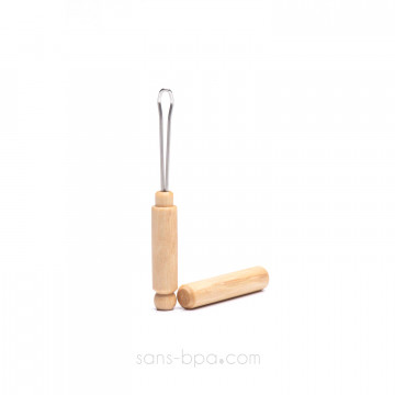 ESCURETTE cure-oreille  réutilisable inox & bois 2