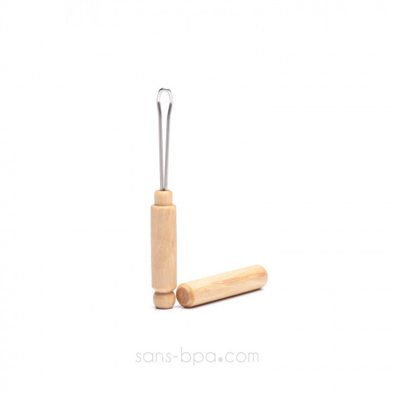 ESCURETTE cure-oreille  réutilisable inox & bois